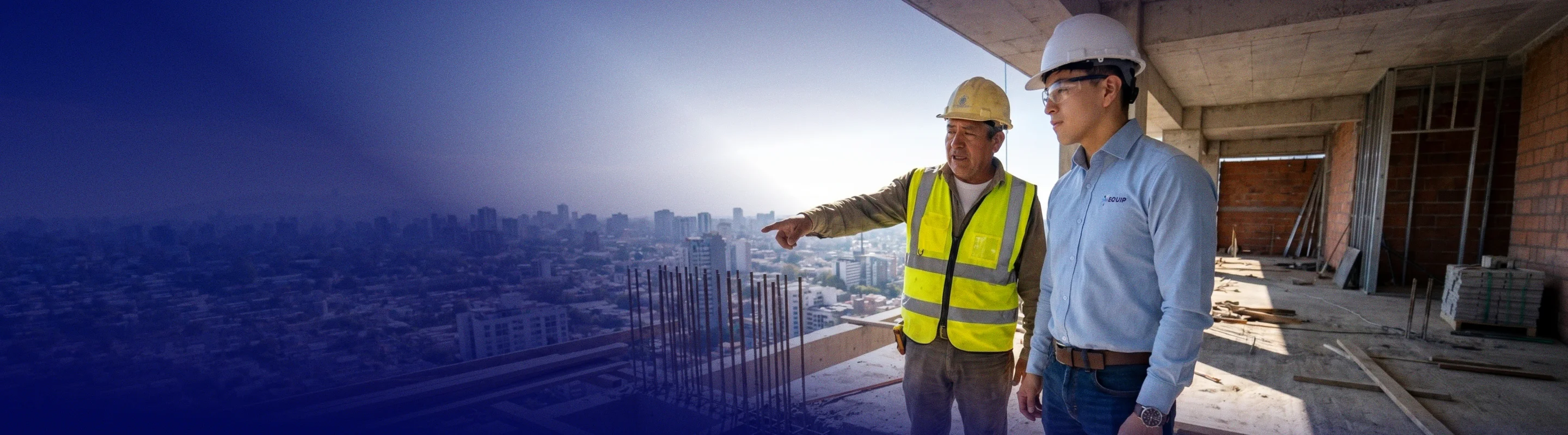 Ejecutivo realizando visita técnica en una obra